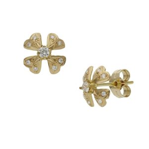 Pendientes oro 18kl trebol circonitas – 9mm
