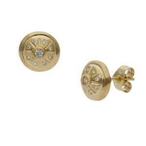 Pendientes oro 18kl redondos circonitas – 9mm