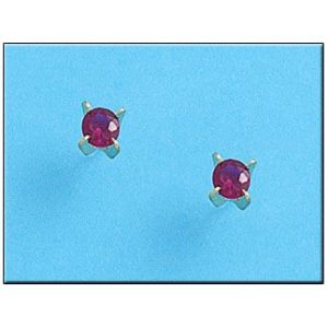 Pendientes oro 18kl crisopal rojo 5×5