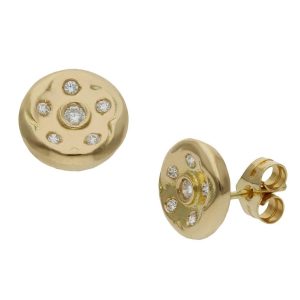 Pendientes oro 18kl boton circonitas – 10mm