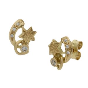 Pendientes oro 18kl estrellas – 7x10mm