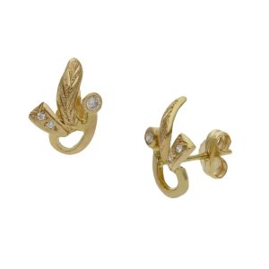 Pendientes oro 18kl circonitas – 9x13mm