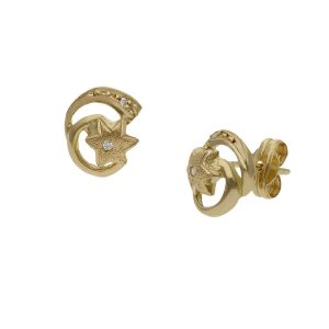 Pendientes oro 18kl estrellas circonitas – 8x9mm
