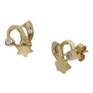 Pendientes oro 18kl estrellas – 9x10mm