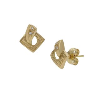 Pendientes oro 18kl circonitas – 8x10mm