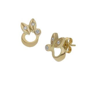 Pendientes oro 18kl circonitas – 8x11mm