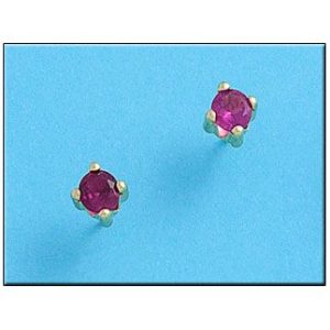 Pendientes oro 18kl crisopal rojo 5×5