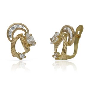 Pendientes oro 18kl luna circonitas – 9×12.50mm