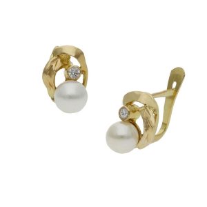 Pendientes oro 18kl perlas shell – 7x11mm