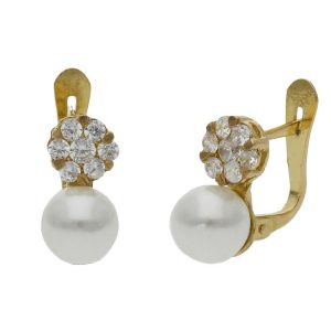 Pendientes oro 18kl perlas shell – 6x12mm