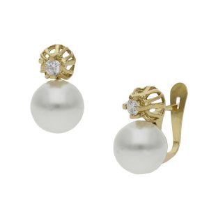 Pendientes oro 18kl perlas shell – 8x14mm