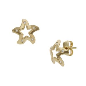 Pendientes oro 18kl estrellas mar – 10x10mm