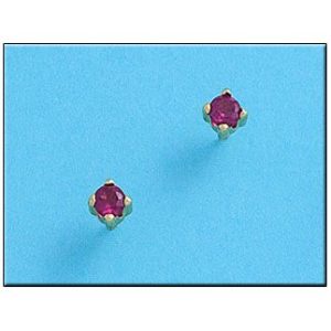 Pendientes oro 18kl crisopal rojo 4×4