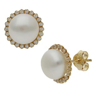 Pendientes oro 18kl perlas chinas – 10mm
