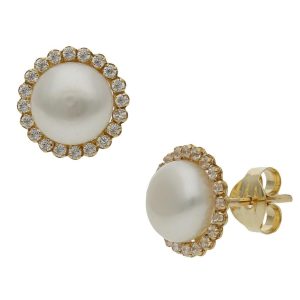 Pendientes oro 18kl perlas chinas – 9mm
