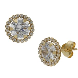 Pendientes oro 18kl circonitas – 9mm