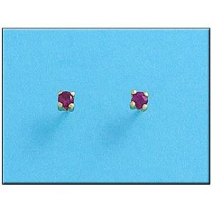Pendientes oro 18kl crisopal rojo 3×3