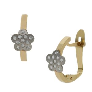 Pendientes oro 18kl bicolor flor