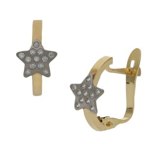 Pendientes oro 18kl bicolor estrellas