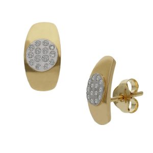 Pendientes oro 18kl bicolor oval – 6x11mm