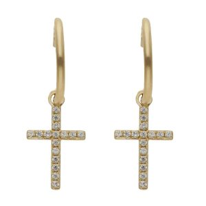Aros oro 18kl cruz circonitas – 5.50mm