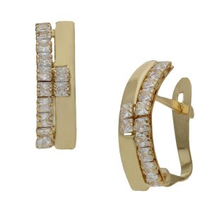 Pendientes oro 18kl circonitas – 4x14mm
