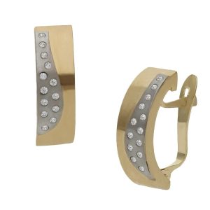 Pendientes oro 18kl bicolor circonitas – 5x16mm