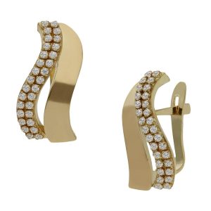 Pendientes oro 18kl ondas circonitas – 5x15mm