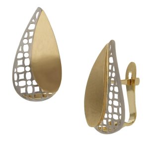 Pendientes oro 18kl bicolor – 9x17mm