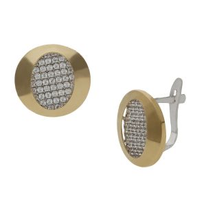 Pendientes oro 18kl bicolor circonitas – 12x13mm