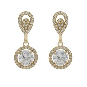 Pendientes oro 18kl circonitas – 9x22mm