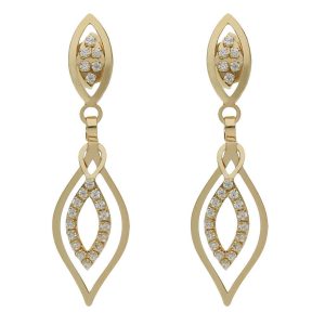Pendientes oro 18kl circonitas – 8x30mm