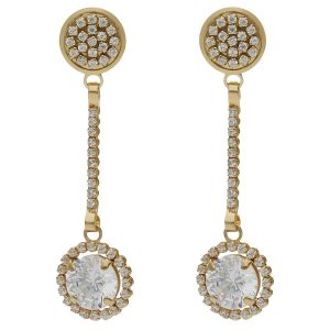 Pendientes oro 18kl circonitas – 9x35mm