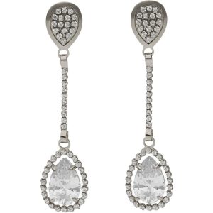 Pendientes oro blanco 18kl circonitas – 9x39mm