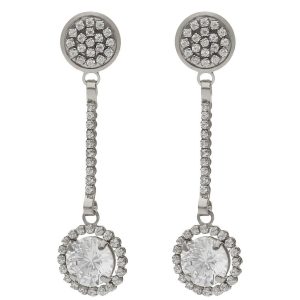 Pendientes oro blanco 18kl circonitas – 9x35mm