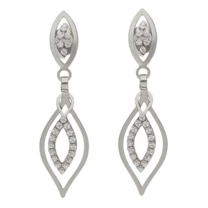 Pendientes oro blanco 18kl circonitas – 8x30mm