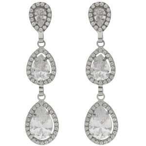Pendientes oro blanco 18kl circonitas – 9x39mm