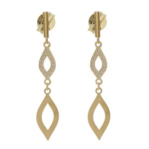 Pendientes oro 18kl circonitas – 5x30mm