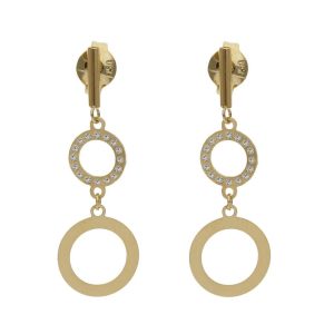 Pendientes oro 18kl circonitas – 8x24mm