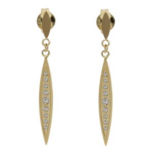 Pendientes oro 18kl circonitas – 3x30mm
