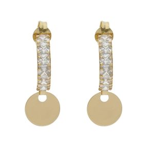 Aros oro 18kl circonitas + chapas – 5mm