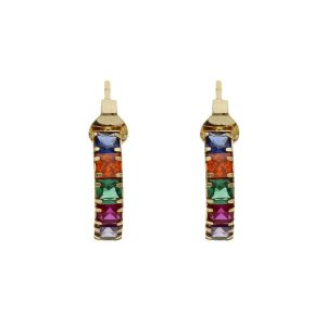 Aros oro 18kl + piedras colores – 5mm
