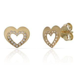 Pendientes oro 18kl corazon circonitas – 7.50×6.50mm