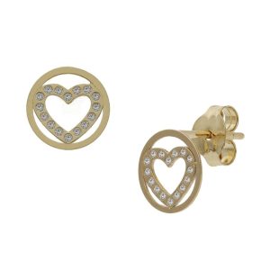 Pendientes oro 18kl corazon circonitas – 7mm