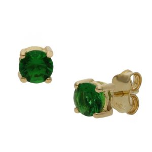 Pendientes oro 18kl piedra verde – 5mm