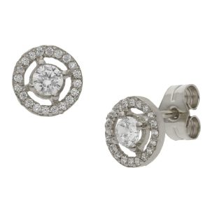Pendientes oro blanco 18kl circonitas – 7.50mm