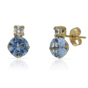 Pendientes oro 18kl azul + circonitas