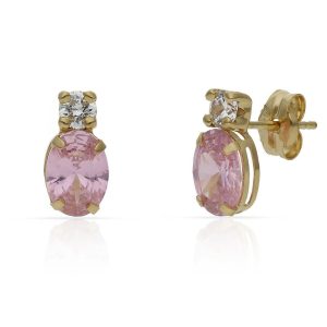 Pendientes oro 18kl rosa + circonitas