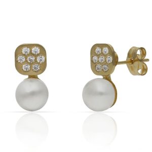 Pendientes oro 18kl perlas + ciconitas