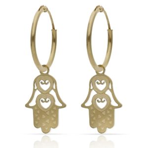 Aros oro 18kl mano de fatima